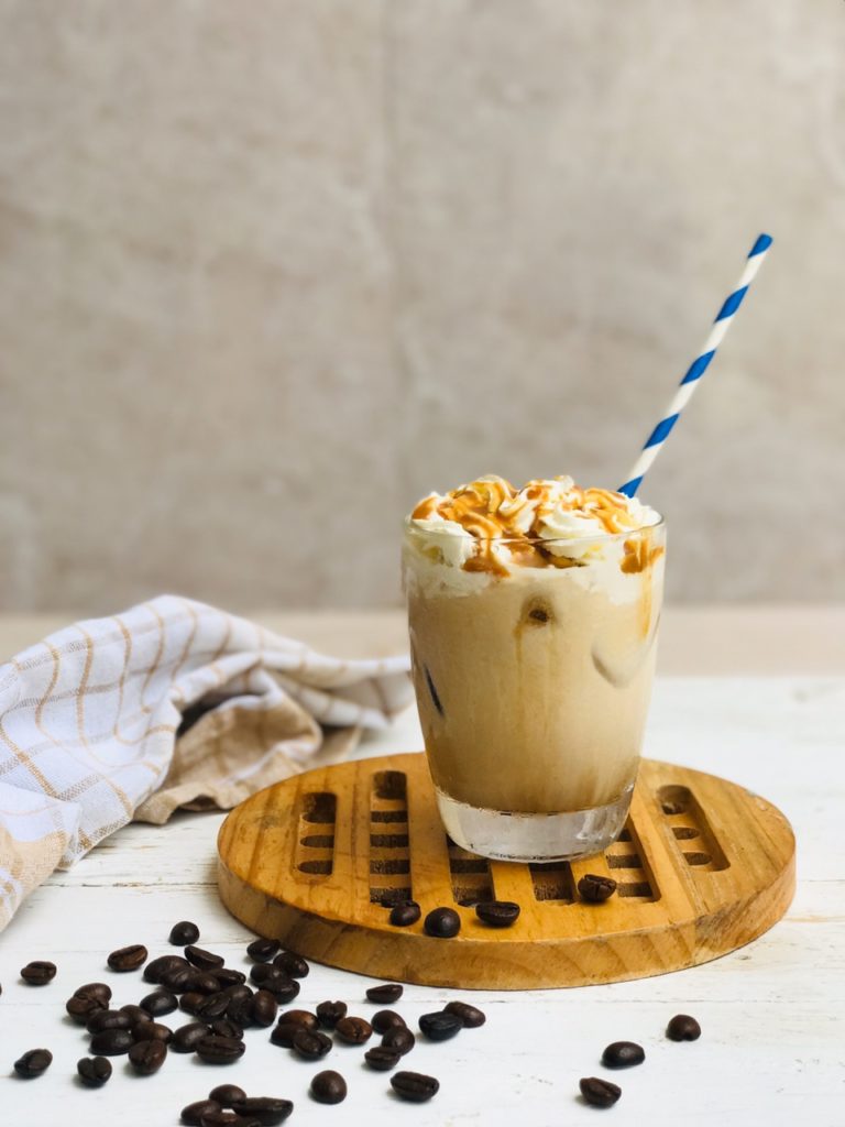 Creamy Latté with Home-made salted caramel sauce