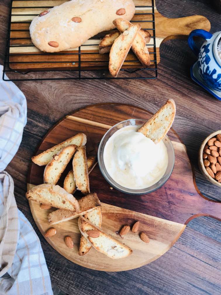 Almond Biscotti paired with Espresso over Vanilla Ice Cream