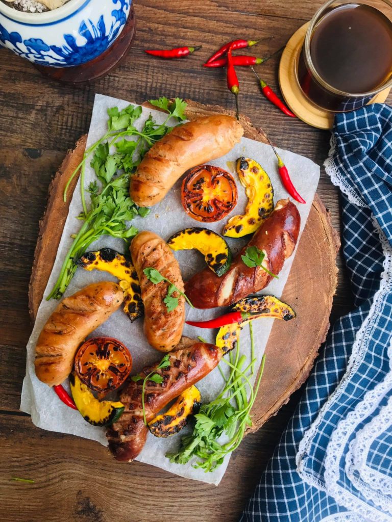 Homemade Sausages paired with Brewed Coffee