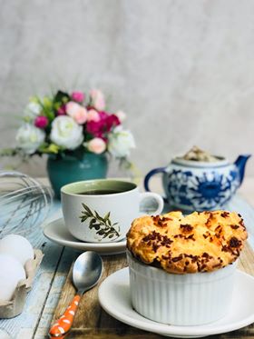 Cheese Soufle paired with Brewed Coffee