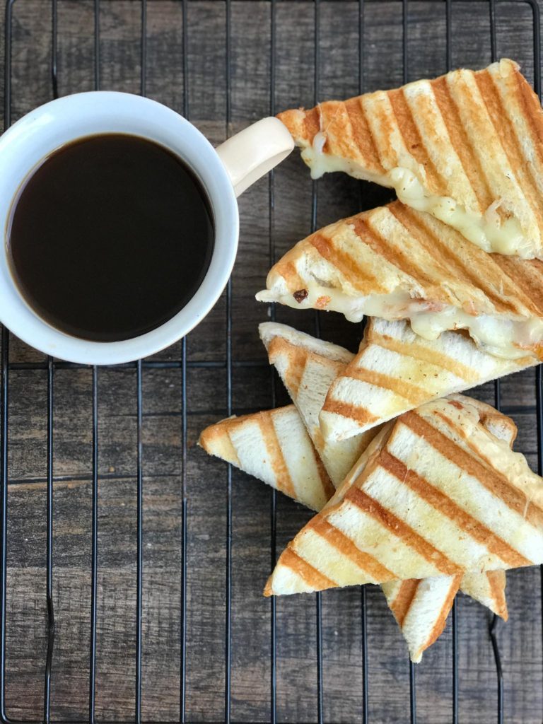 Grilled Cheese Sandwich and Brewed Coffee