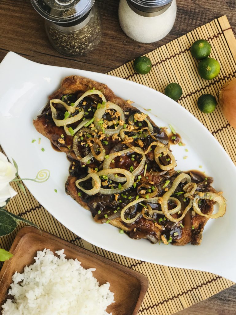Bangus Steak with Carameralized Onions and Rice