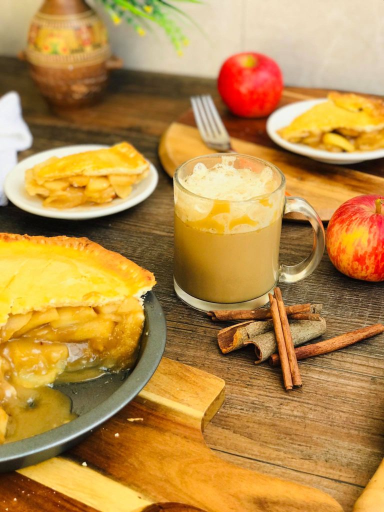 Homemade Apple Pie Paired with Caramel Latté