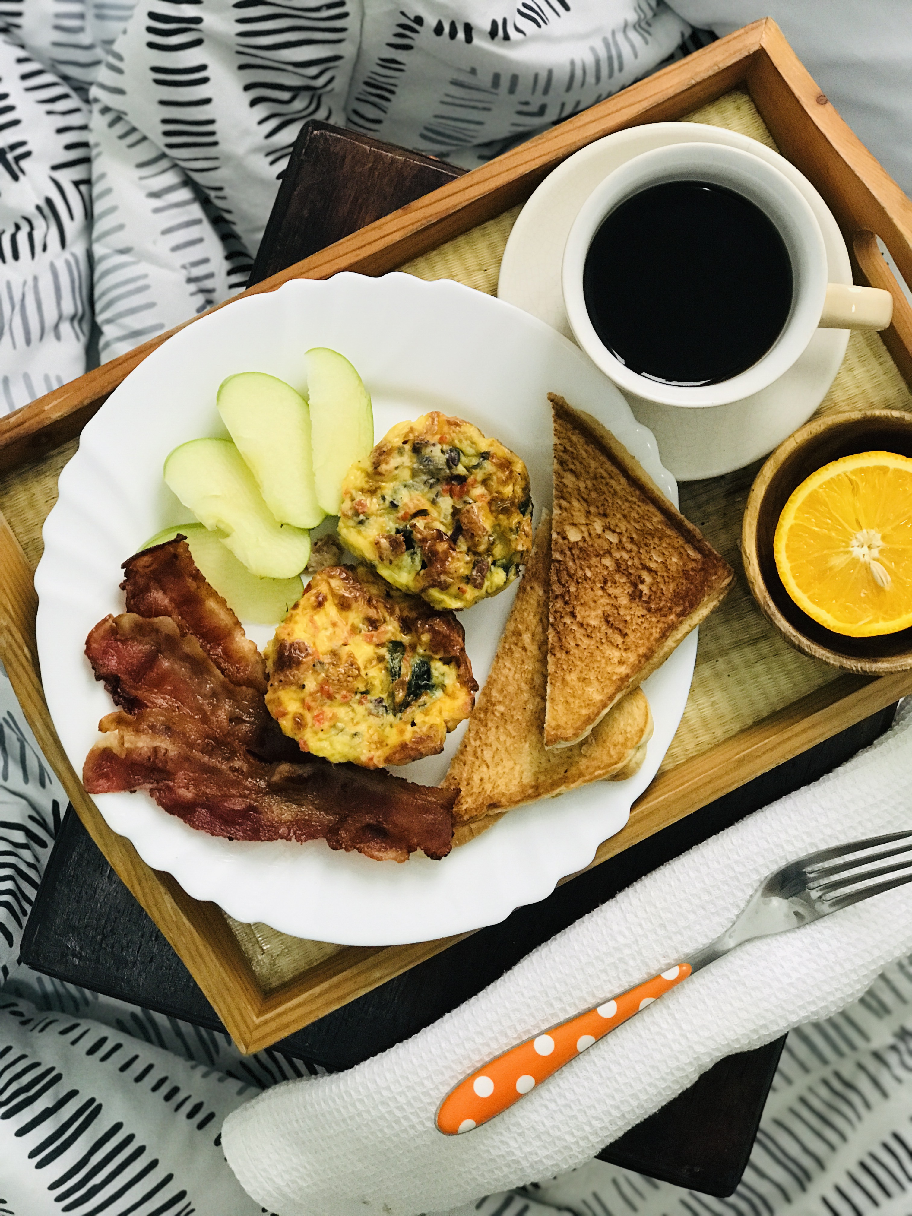 Breakfast Egg Muffins and Cafe Americano