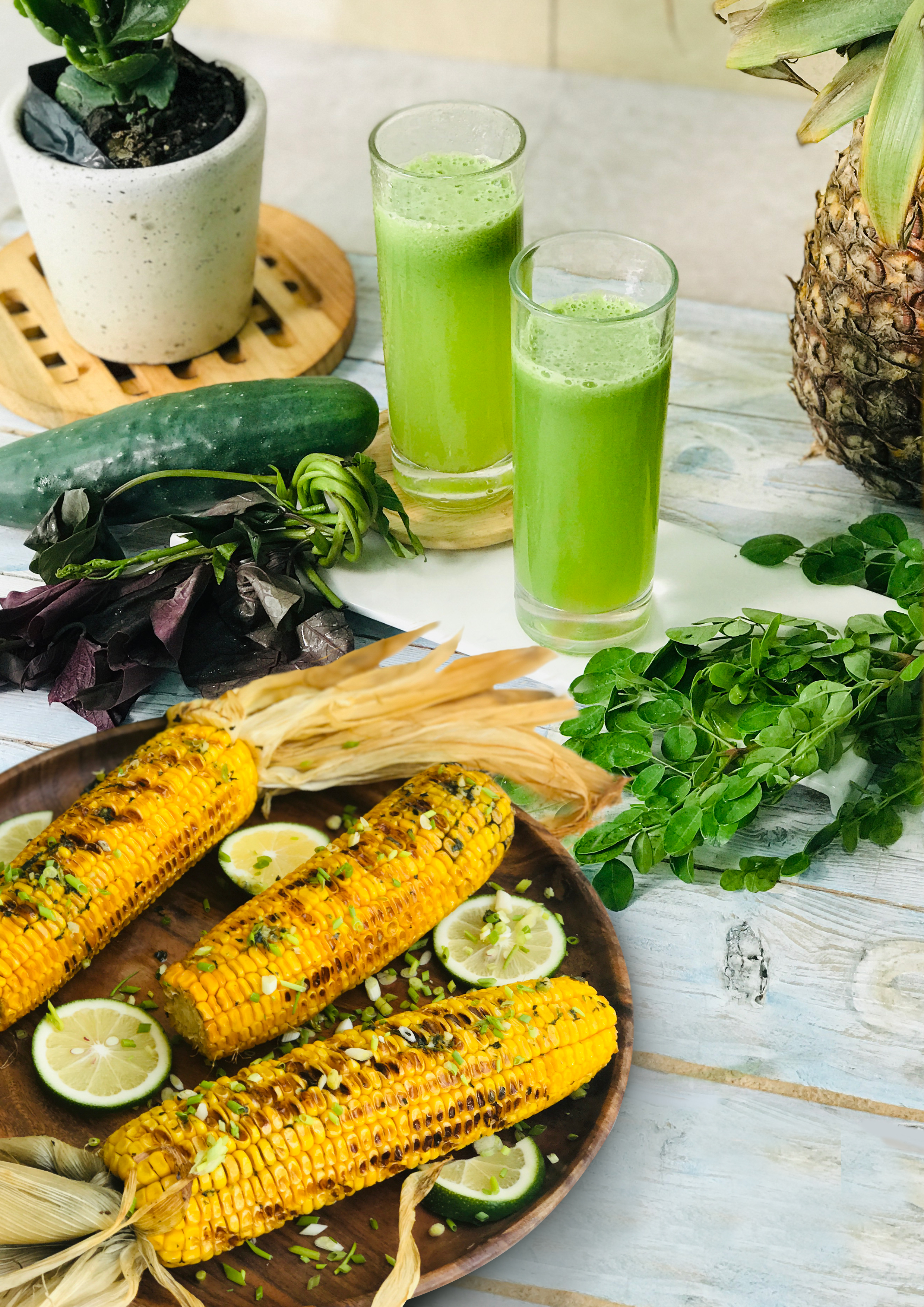 Grilled Corn on the Cob with Lime and the Revitalizer Juice
