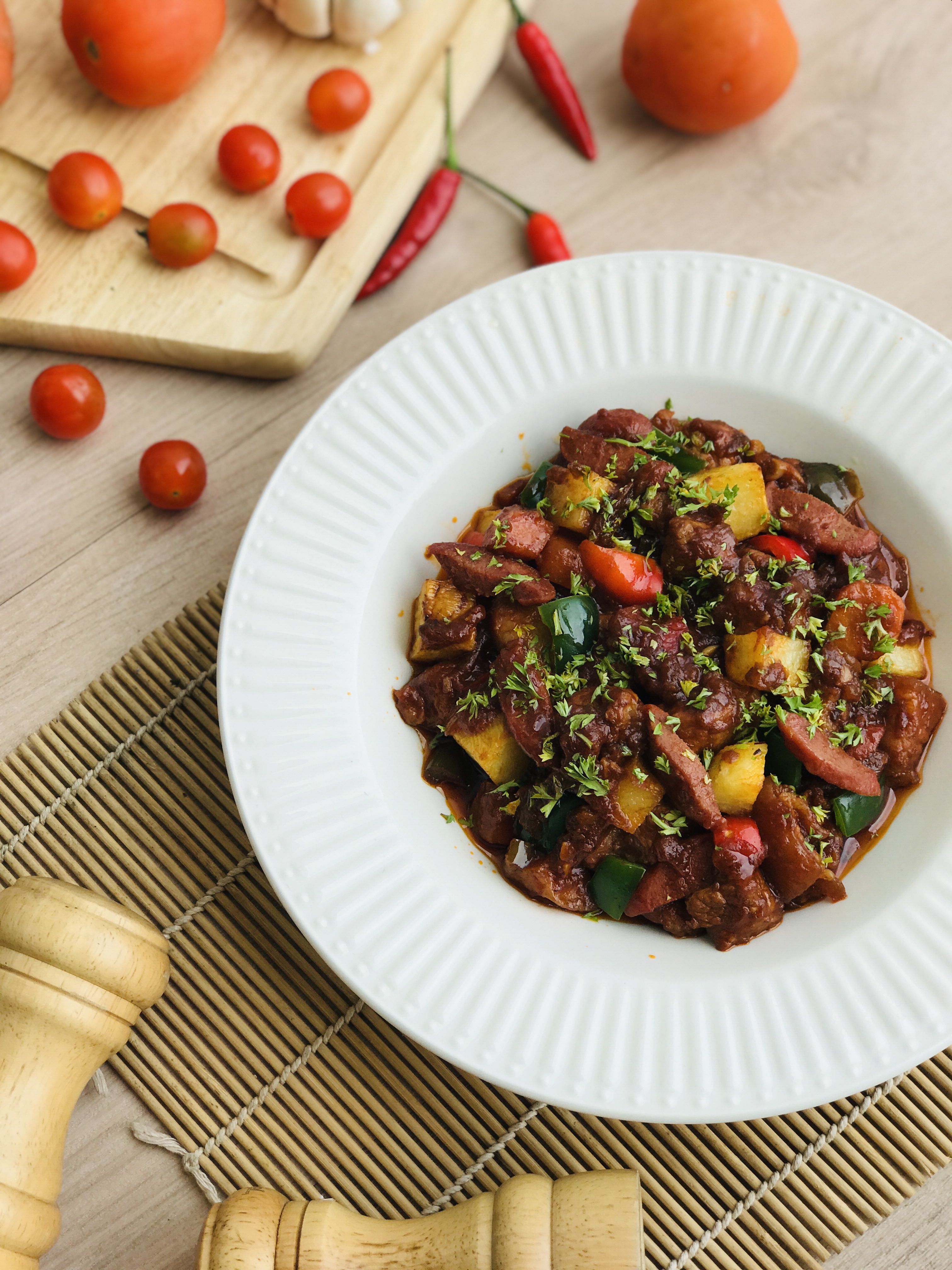 Pork Menudo (made with homemade tomato sauce)