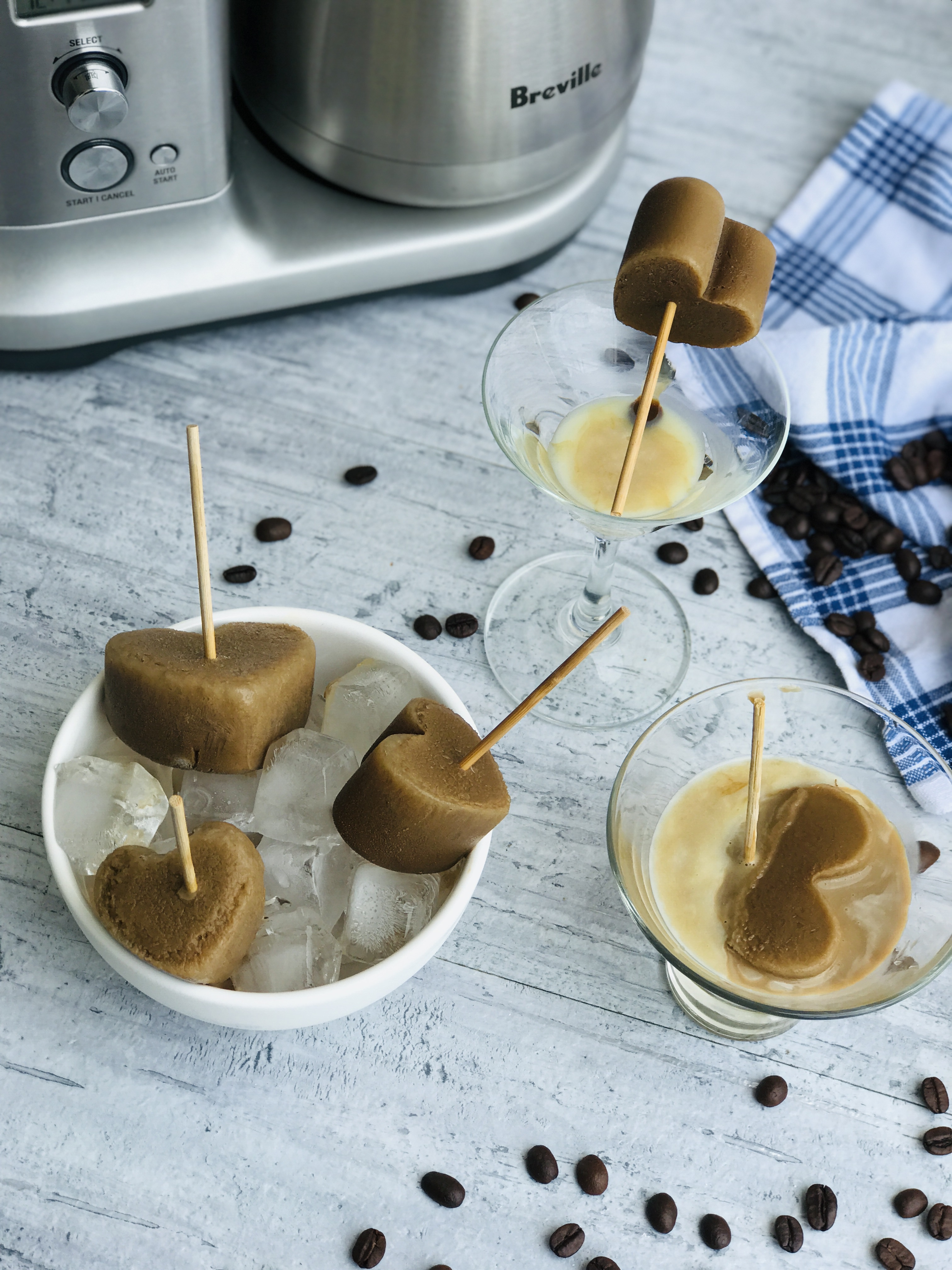 Brewed Coffee Popsicles with White Chocolate Dip