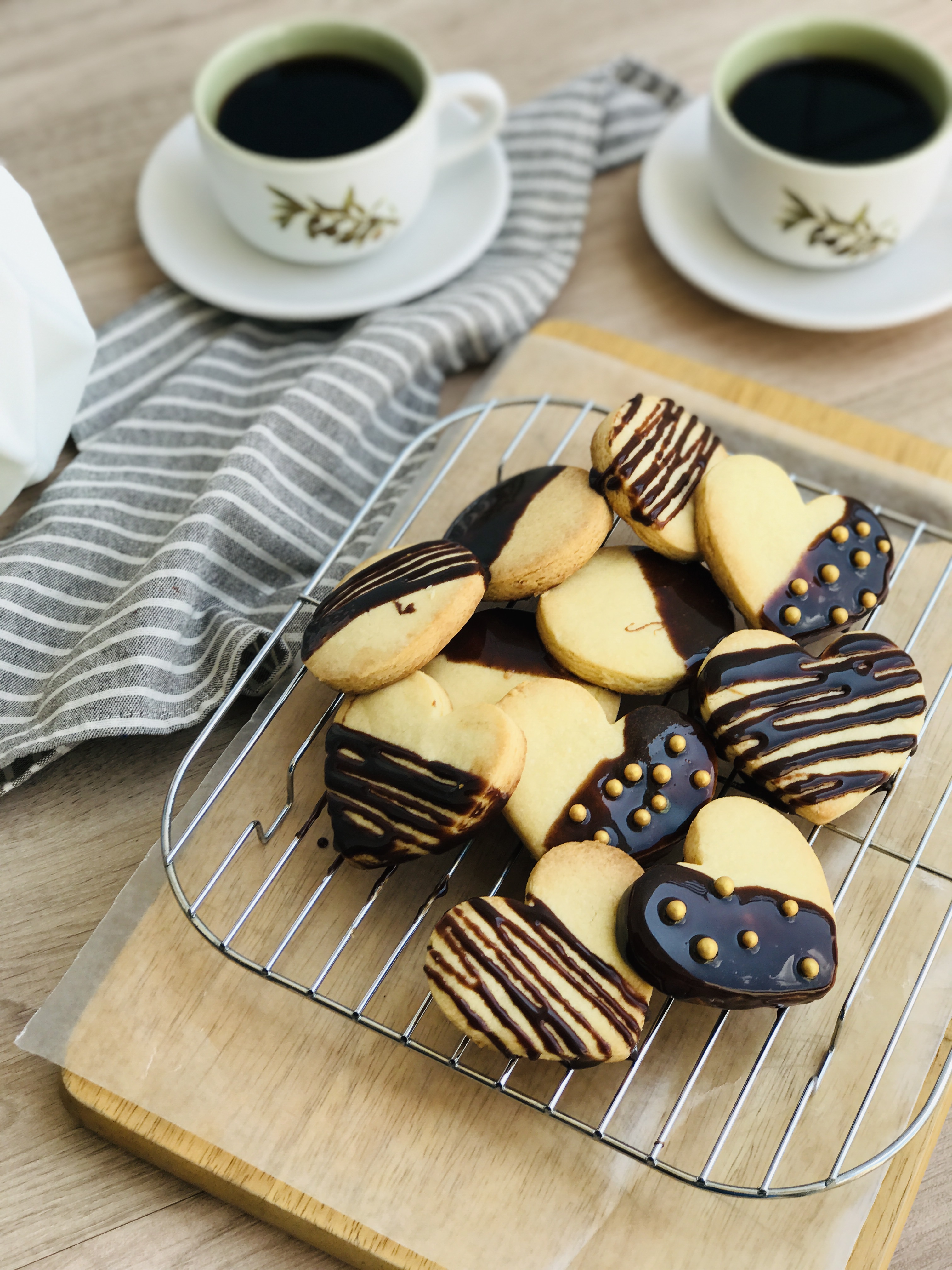 Espresso Chocolate Dipped Shortbread Cookies