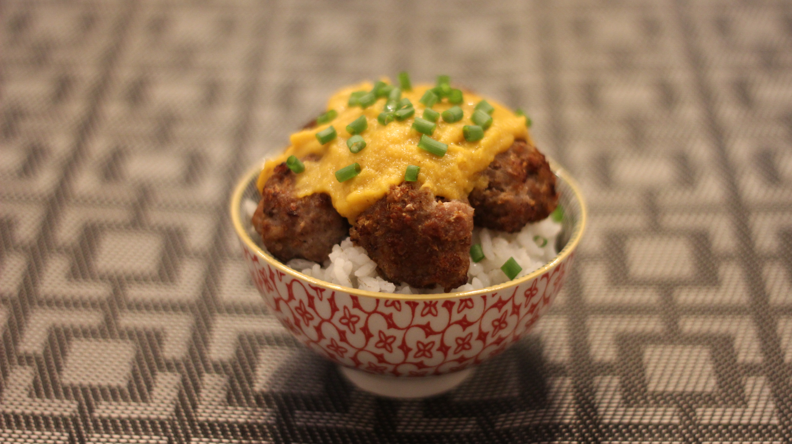 Kare-Kare Meatball Casserole with Pili Nut Crumble & Eggplants